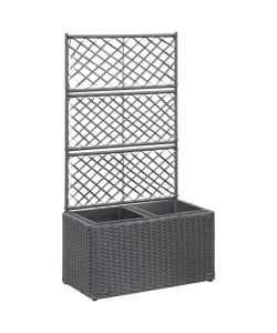 Letto Rialzato a Traliccio 2 Vasi 58x30x107 cm Polyrattan Nero