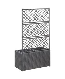 Letto Rialzato a Traliccio 2 Vasi 58x30x107 cm Polyrattan Nero