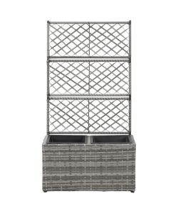 Letto Rialzato a Traliccio 2 Vasi 58x30x107cm Polyrattan Grigio