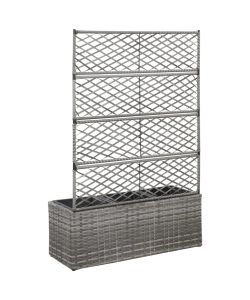 Letto Rialzato a Traliccio 3 Vasi 83x30x130cm Polyrattan Grigio