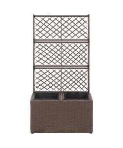 Letto Rialzato Traliccio 2 Vasi 58x30x107 cm Polyrattan Marrone