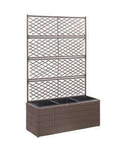Leto Rialzato Traliccio 3 Vasi 83x30x130 cm Polyrattan Marrone