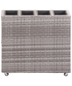 Letto Rialzato con 4 Vasi 80x22x79 cm in Polyrattan Grigio