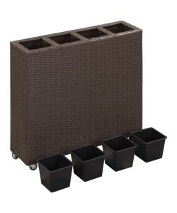 Letto Rialzato con 4 Vasi 80x22x79 cm in Polyrattan Marrone