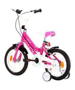 Bici per Bambini 14 Pollici Nera e Rosa