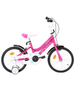 Bici per Bambini 16 Pollici Nera e Rosa