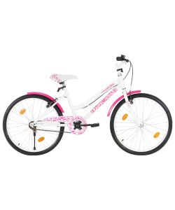 Bici per Bambini 24 Pollici Rosa e Bianca