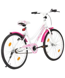 Bici per Bambini 24 Pollici Rosa e Bianca