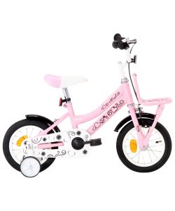 Bici per Bambini con Trasportino Frontale 12'' Bianca e Rosa