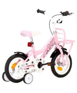 Bici per Bambini con Trasportino Frontale 12'' Bianca e Rosa