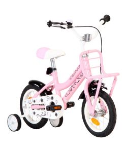 Bici per Bambini con Trasportino Frontale 12'' Bianca e Rosa