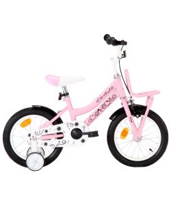 Bici per Bambini con Trasportino Frontale 14'' Bianca e Rosa