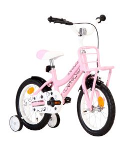 Bici per Bambini con Trasportino Frontale 14'' Bianca e Rosa