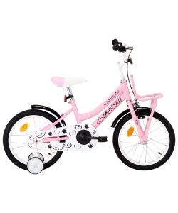Bici per Bambini con Trasportino Frontale 16'' Bianca e Rosa