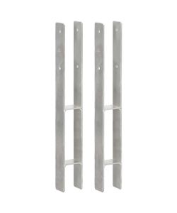 Picchetti per Recinzione 2 pz Argento 7x6x60 cm Acciaio Zincato