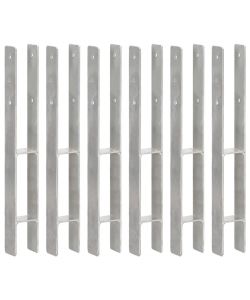 Picchetti per Recinzione 6 pz Argento 7x6x60 cm Acciaio Zincato