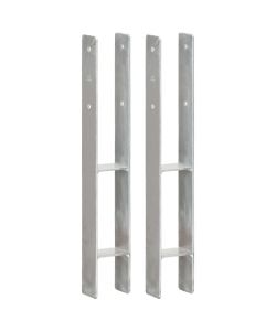 Picchetti per Recinzione 2 pz Argento 8x6x60 cm Acciaio Zincato