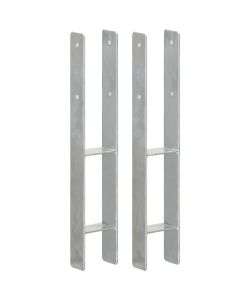 Picchetti per Recinzione 2 pz Argento 9x6x60 cm Acciaio Zincato