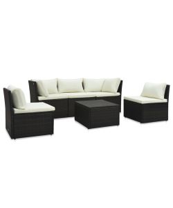 Set Divani da Giardino 4 pz con Cuscini in Polyrattan Marrone 47810