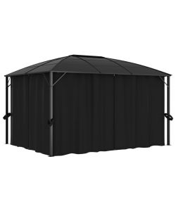 Gazebo con Tende 400x300x265 cm Antracite