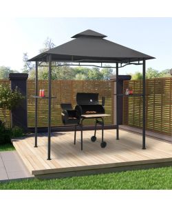 Gazebo per Barbecue 240x150x255 cm Antracite in Acciaio