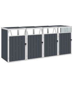 Copri Bidone Rifiuti Quadruplo Antracite 286x81x121 cm Acciaio