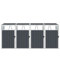 Copri Bidone Rifiuti Quadruplo Antracite 286x81x121 cm Acciaio