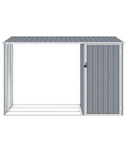 Capanno per Legna Grigio 245x98x159 cm in Acciaio Zincato