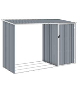 Capanno per Legna Grigio 245x98x159 cm in Acciaio Zincato
