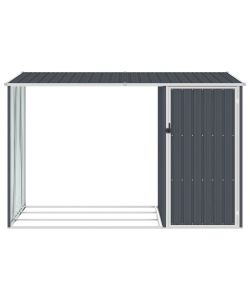 Capanno per Legna Antracite 245x98x159 cm in Acciaio Zincato