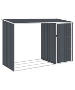 Capanno per Legna Antracite 245x98x159 cm in Acciaio Zincato