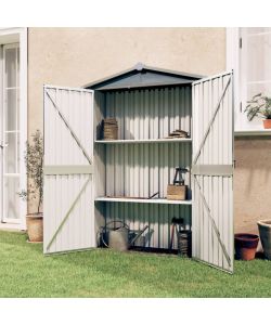 Capanno da Giardino Grigio 107,5x46x183 cm in Acciaio Zincato