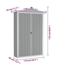 Capanno da Giardino Grigio 107,5x46x183 cm in Acciaio Zincato