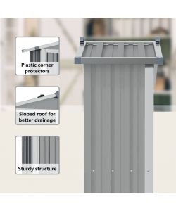 Capanno da Giardino Grigio 107,5x46x183 cm in Acciaio Zincato