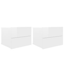 vidaXL Comodini Bianco Lucido 2 pz 40x30x30 cm in Truciolato - Set di comodini eleganti e versatili per interni - Robusti e durevoli