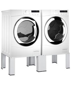 vidaXL Supporto Doppio per Lavatrice e Asciugatrice Bianco - Piedistallo Antiscivolo - Altezza di Lavoro Ergonomica - Dimensioni 127x54,5x32,5 cm