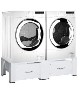 vidaXL Supporto Doppio Lavatrice e Asciugatrice Bianco - Cassetti Inclusi - 127x54,5x32,5 cm - Antiscivolo e Robusto