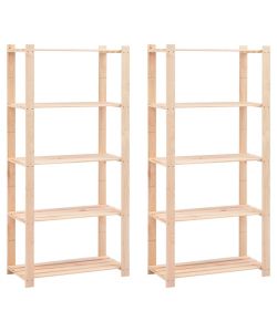 Scaffali a 5 Livelli 2 pz 80x38x170 cm Massello Pino 250 kg
