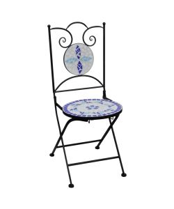 Set Bistr 3 pz con Mosaico in Ceramica Blu e Bianco