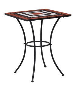 Set Bistr 3 pz con Mosaico in Ceramica Terracotta e Bianco