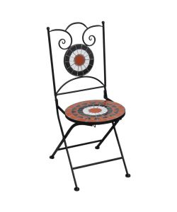 Set Bistr 3 pz con Mosaico in Ceramica Terracotta e Bianco
