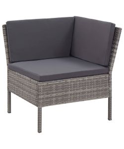 Set Divani da Giardino 6 pz con Cuscini in Polyrattan Grigio 48938