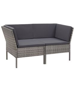 Set Divani da Giardino 6 pz con Cuscini in Polyrattan Grigio 48942