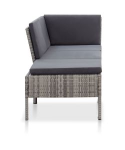 Set Divani da Giardino 3 pz con Cuscini in Polyrattan Grigio
