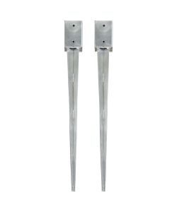 Picchetti di Terra 2 pz Argento 9x9x90 cm in Acciaio Zincato