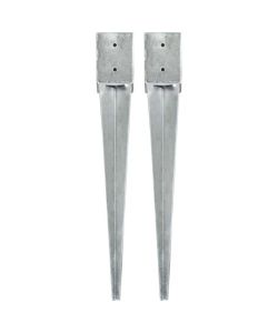Picchetti di Terra 2 pz Argento 10x10x76 cm in Acciaio Zincato