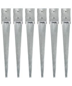Picchetti di Terra 6 pz Argento 10x10x76 cm in Acciaio Zincato