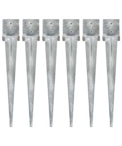 Picchetti di Terra 6 pz Argento 14x14x91 cm in Acciaio Zincato