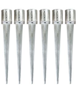 Picchetti di Terra 6 pz Argento 12x91 cm in Acciaio Zincato