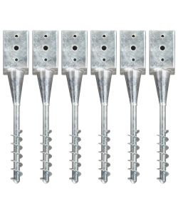Picchetti di Terra 6 pz Argento 9x9x56 cm in Acciaio Zincato